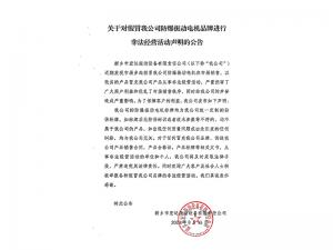 關(guān)于對假冒我公司防爆振動電機品牌進行非法經(jīng)營活動聲明的公告